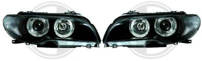 H7/ H7 Headlights with Angeleyes BLACK fit for BMW 3er E46 Coupe / Convertible Bj. 03/03 - 2006