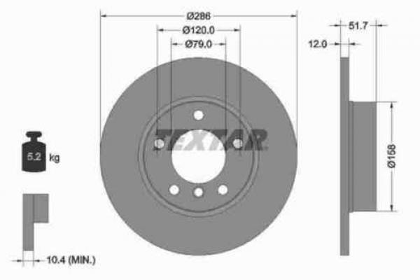 TEXTAR Bremsscheibe vorne (286x12mm) passend für BMW E36 Z3