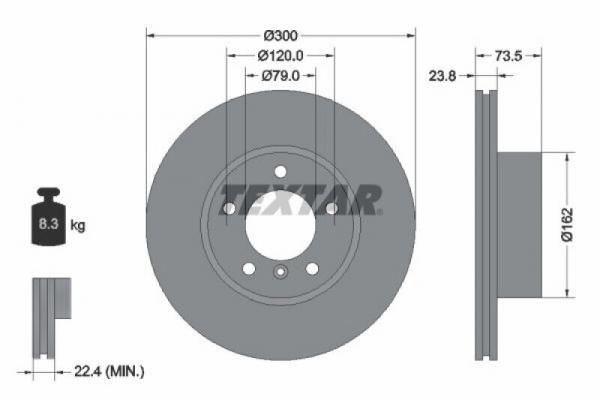 TEXTAR Bremsscheiben VORNE (300x24mm) passend für BMW E81 / E82 / E87 / E88 / E89 / E90 / E91 / E92 / E93 / Z4