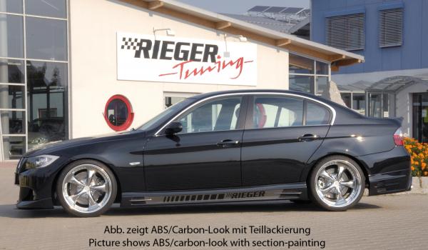 RIEGER Side skirt -left side- carbonlook fit for BMW 3er E90 Sedan / Touring (with recess and 2 openings)