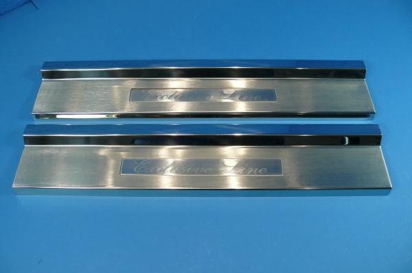 Door sills, stainless steel, chrome (2 pcs) Mercedes W116 SE (only REAR)